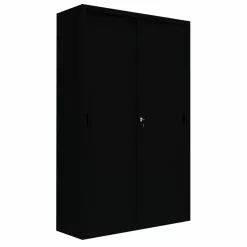 Lullmann XXL Schiebetürenschrank Aktenschrank Sideboard Aus Stahl Schwarz 195x120x45 550169