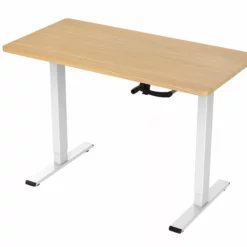 SIGMA Schreibtisch HT114, 120 X 60 X 73.5 Cm, Manuell Höhenverstellbar, Weiß/ Hellbraun