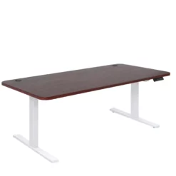 Null Schreibtisch HWC-D40, Computertisch, Elektrisch Höhenverstellbar 160x80cm 53kg ~ Kirsch-Dekor, Weiß