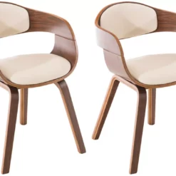 CLP 2er Set Stühle Kingston Kunstleder Walnuss/creme