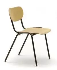 Null Besucherstuhl, 4-Fuß Rundrohr RAL8014, Sitz/Rücken Buche