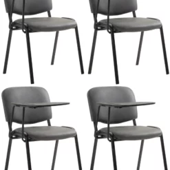 CLP 4er Set Stühle Ken Mit Klapptisch Kunstleder Grau