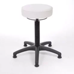 PROREGAL Klassischer Hocker Portland Mit Rollen | Kunstlederpolsterung In Weiß | Breites Breites Fußkreuz