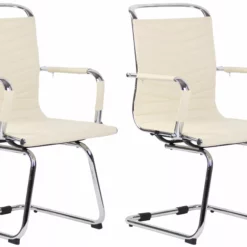 CLP 2er Set Stühle Burnley Kunstleder Creme