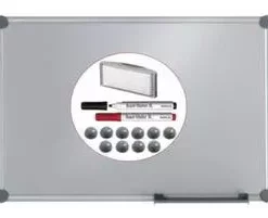 Maul Whiteboard, HxB 600x900mm, Magnethaftend, Tafel Silber, M. Zubehör-Set, Ablageschale, Rahmen Alu, Silber