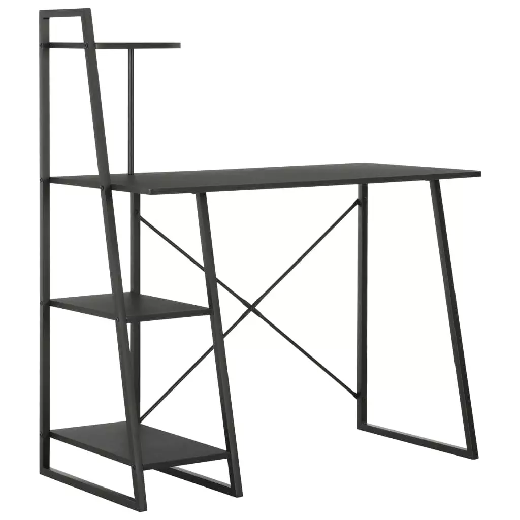 VidaXL Schreibtisch Mit Regaleinheit Schwarz 102×50×117 Cm 3 VidaXL Schreibtisch Mit Regaleinheit Schwarz 102×50×117 Cm