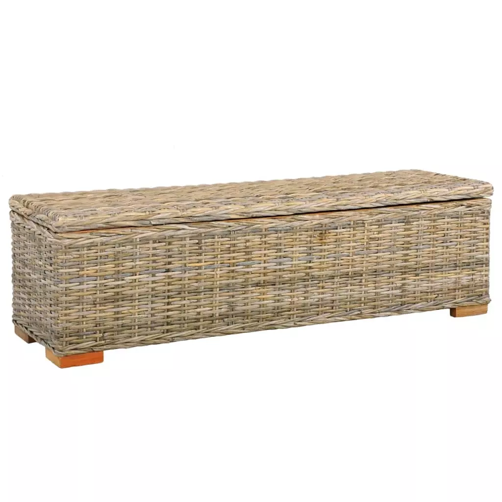 VidaXL Aufbewahrungsbox 120 Cm Grau Kubu-Rattan Und Massivholz Mango 4 VidaXL Aufbewahrungsbox 120 Cm Grau Kubu-Rattan Und Massivholz Mango – Bild 2