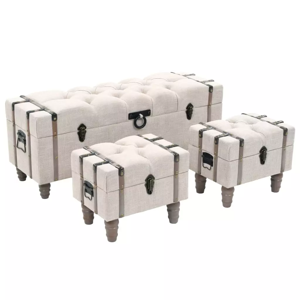 VidaXL 3-tlg. Aufbewahrungsbank Set Mit Fußstütze Kunstleder Weiß 4 VidaXL 3-tlg. Aufbewahrungsbank Set Mit Fußstütze Kunstleder Weiß – Bild 2